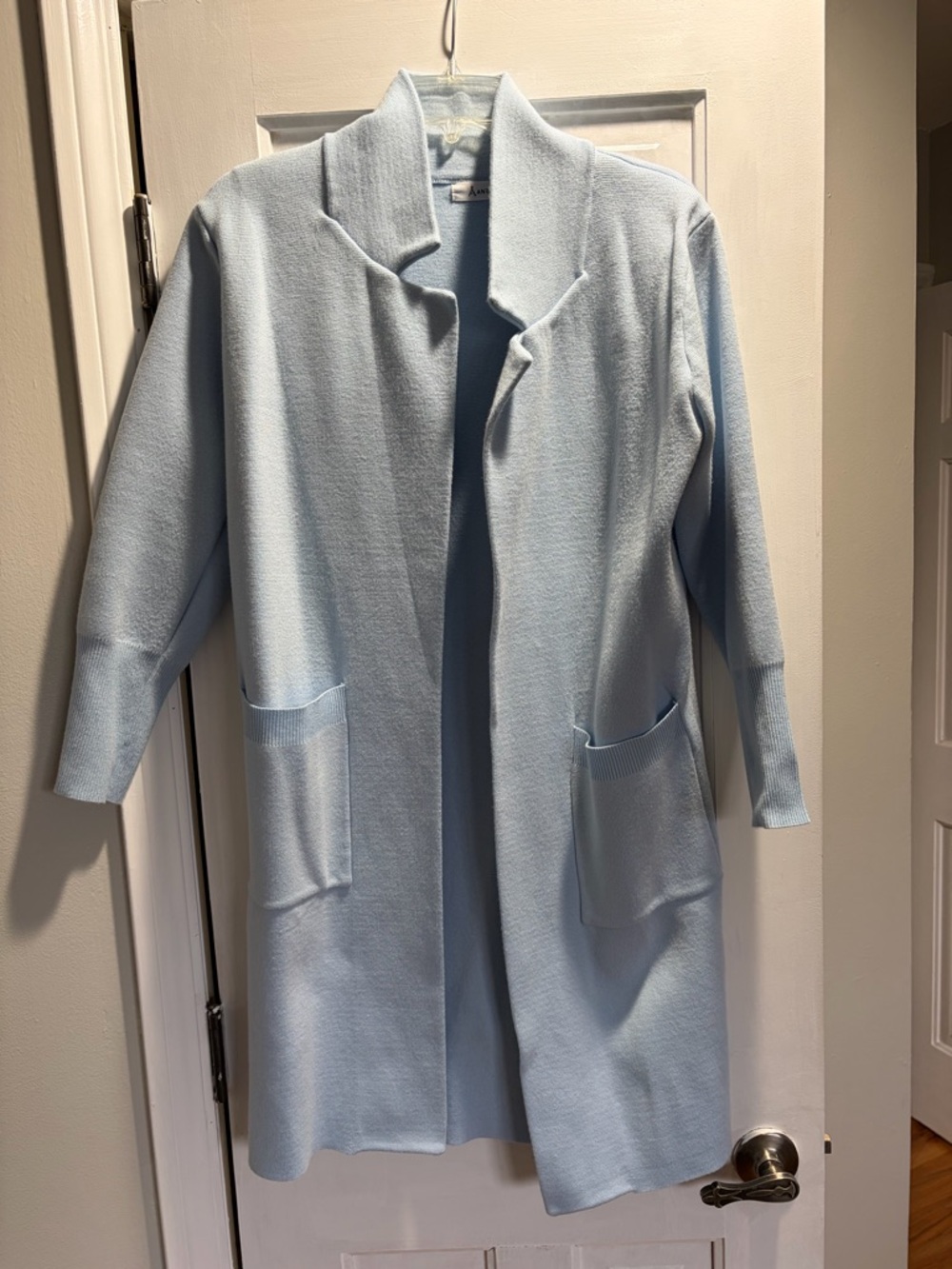 Light Blue Open-Front Longline Coatigan